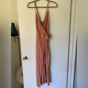 Soft pink maxi wrap dress